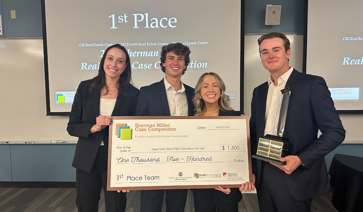 These #BusinessBuffs brought home the gold at the 10th Annual Sherm Miller Case Competition! They pitched a strategic, comprehensive, and skillfully financed plan to revitalized a struggling retail center in the Denver metro area. Way to go, team!