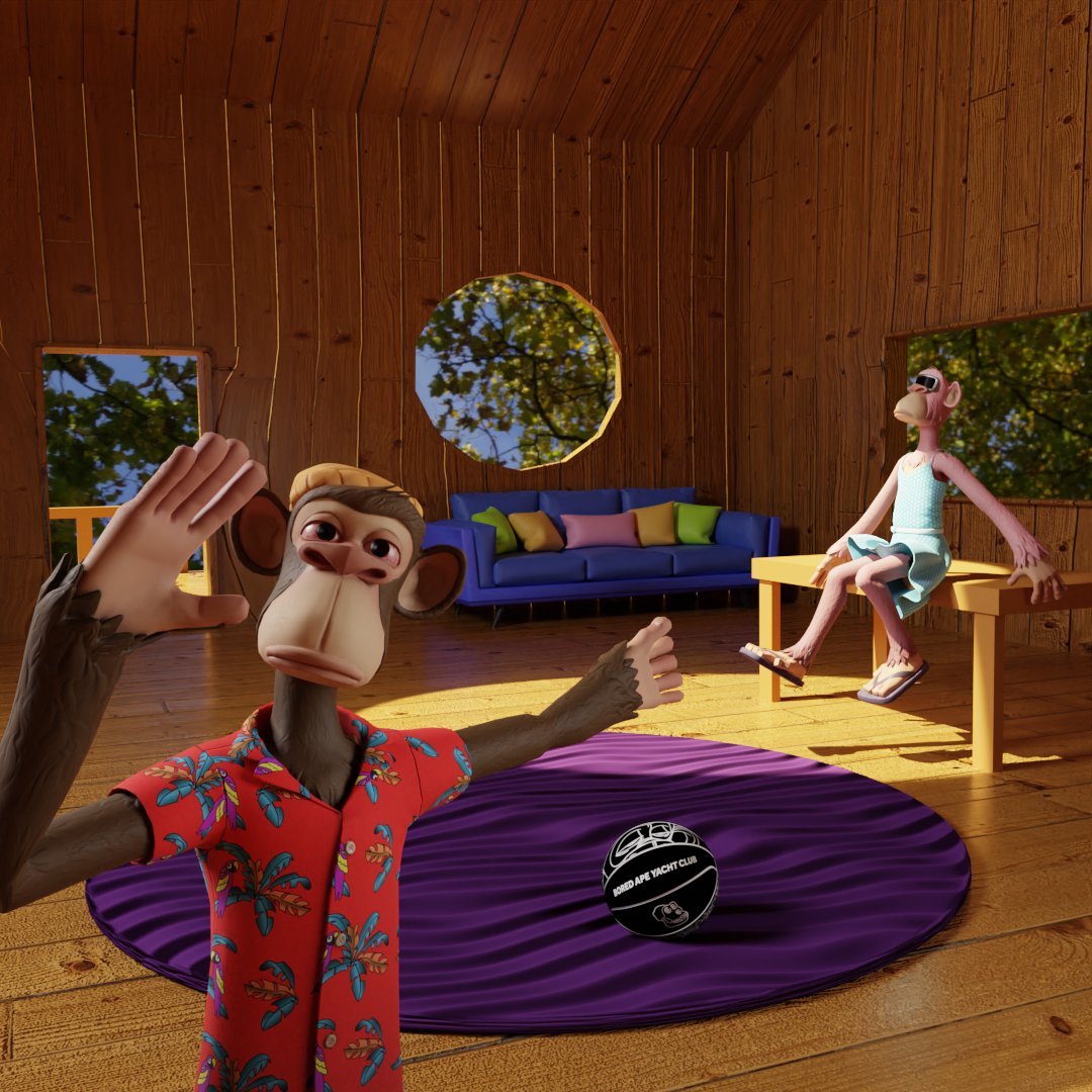 Wanna come over to my Tree House? 🌳🐵 DM me your 3D Ape Files (Instructions in Comments) and let's make this a party! I'll be adding more pics in the thread below every time Apes stop by to hang out! 🍌