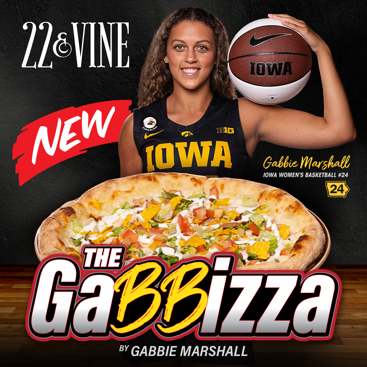22 & Vine's pizza 'The Gabbizza' graduates Friday, May 31. Come in and try yourself a slice before this popular menu item is gone forever. 🍕🏀