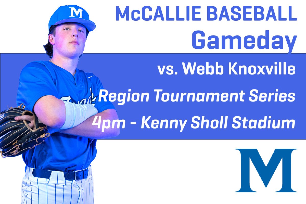 McCallie Baseball opens play today in the East Region Tournament and will host Knox Webb in a three-game series. Monday's doubleheader begins at 4PM at Kenny Sholl Stadium. Come out and cheer on @McCallieBseball. #GoBigBlue