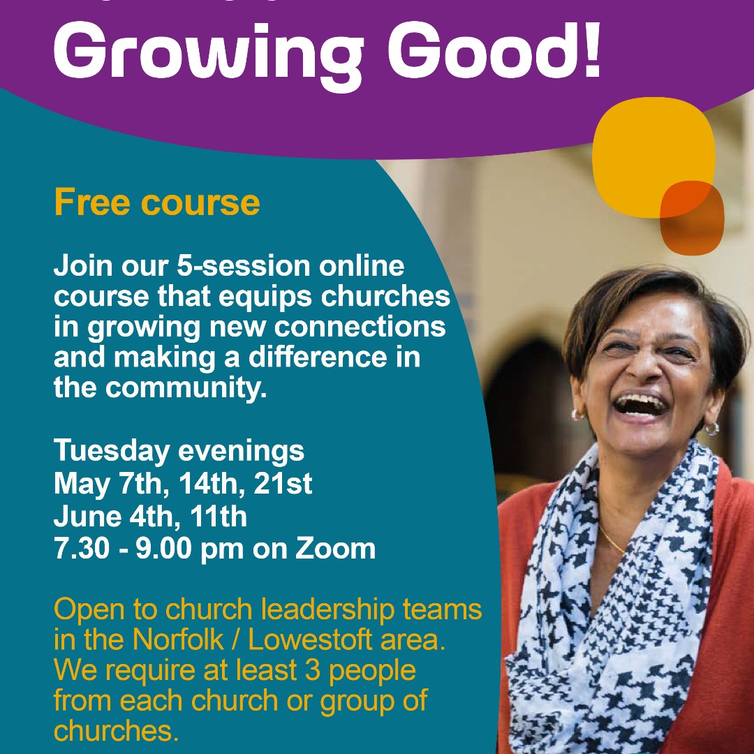 Sign up by Friday 3 May to this fantastic free 5 session online course and equip your churches in growing new connections and making a difference in the community. dioceseofnorwich.org/event/growing-… @churchurbanfund @INT_KingsLynn @ImagineNorfolkTog-GY