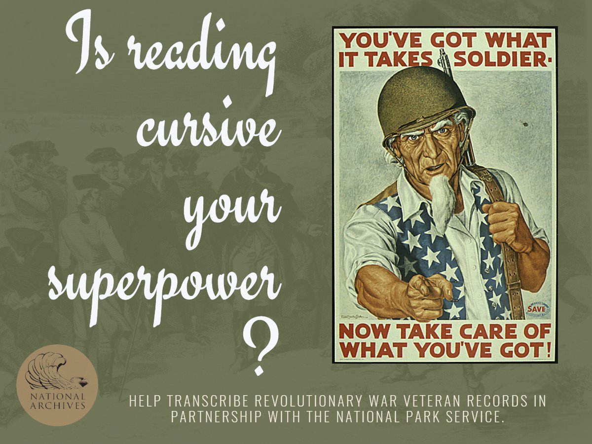 The National Archives and the National Park Service (@NatlParkService) are collaborating on a special project to transcribe the Revolutionary War pension files. Join in! archives.gov/citizen-archiv… #RevWarVets #ReadingCursiveIsASuperpower