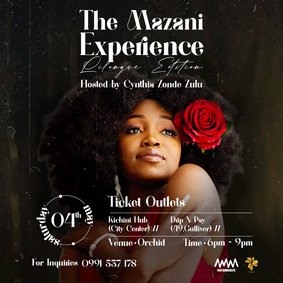 Introducing our host for The Mazani Experience (Lilongwe Edition) Cynthia Zonde Zulu Remember you can get your Ticket here: 📍Drip & Pay - 49 Gulliver 📍Khichini Hub - City Centre