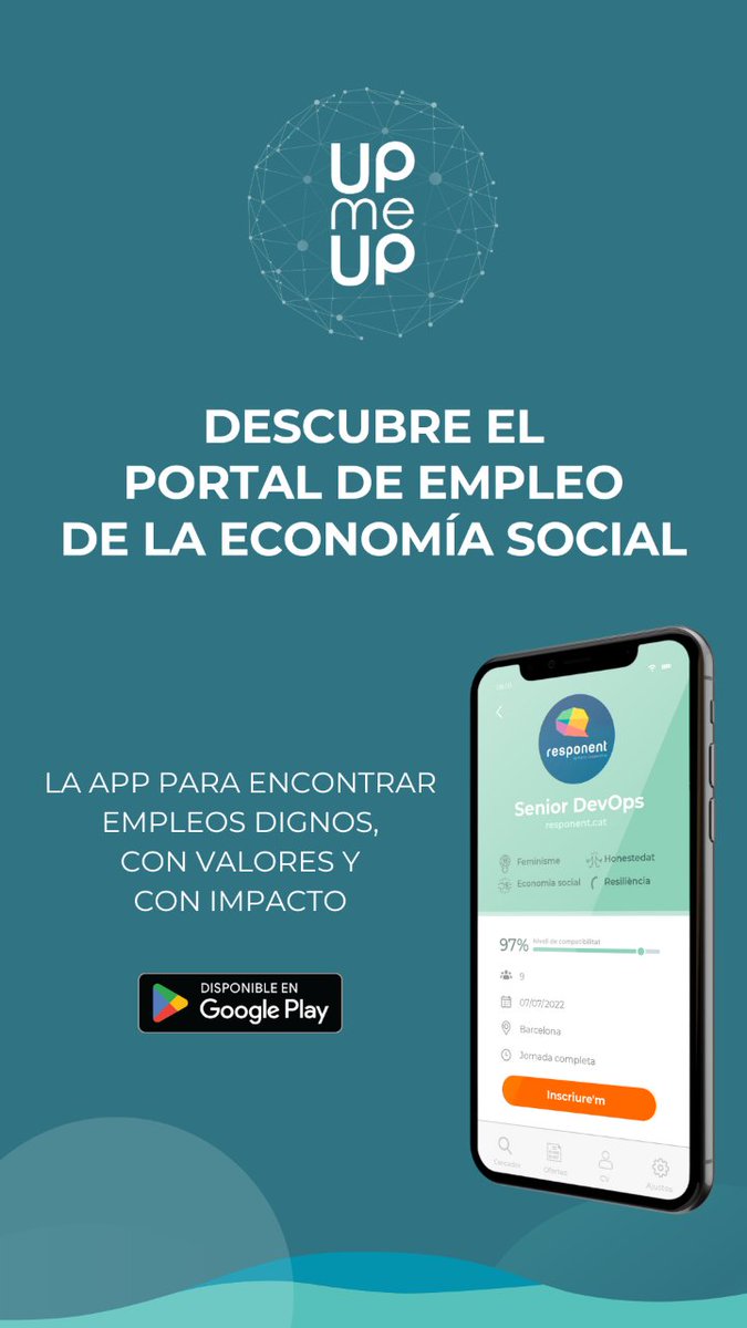 📢 ¿Aún no conoces @UpmeUp?   🌍 Descubre el portal de empleo de la economía social y encuentra empleos dignos, con valores y con impacto.   📲¡Descárgate la app: play.google.com/store/apps/det…! ¡Y únete a una comunidad de más de 1,3 millones de trabajadoras!