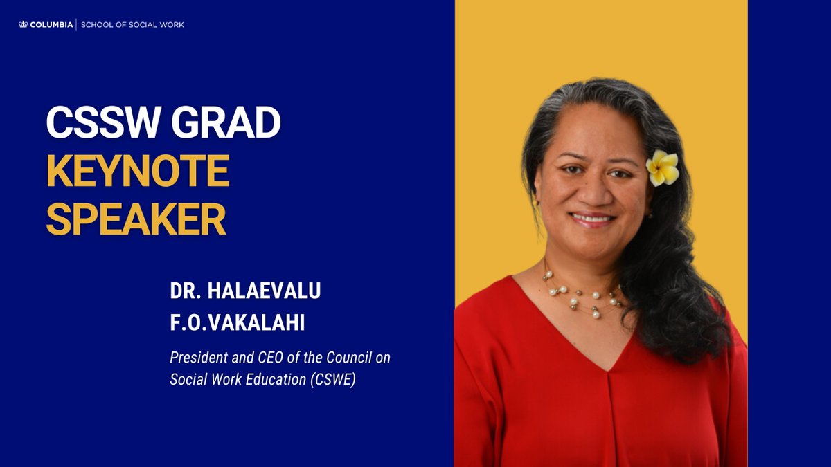 We are delighted to announce Dr. Halaevalu F.O. Vakalahi, President & CEO of CSWE, as our #CSSWGrad2024 commencement speaker. Join us in celebrating her remarkable journey and continuous commitment to equity and justice within social work education! #Columbia2024