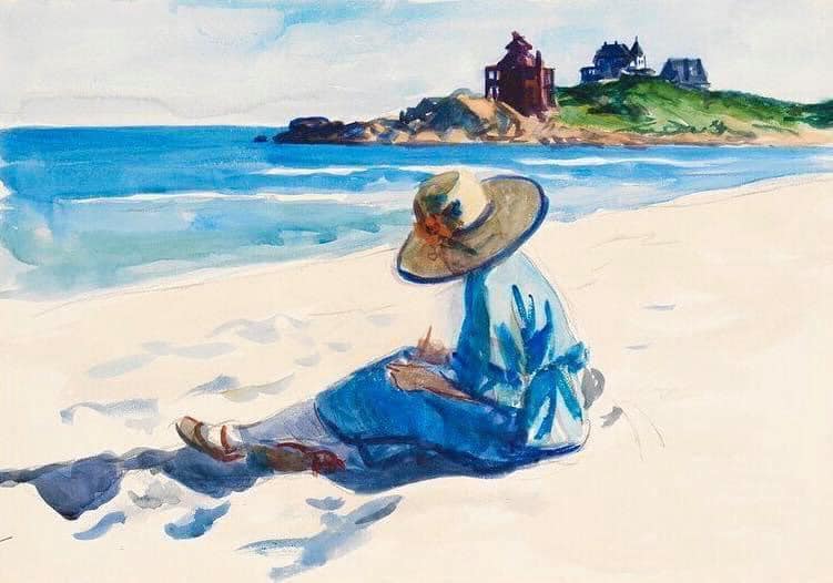 #arts #artlovers #ArteYArt #painting #donneinarte #music Edward Hopper - Jo sketching at Good Harbor Beach  1923