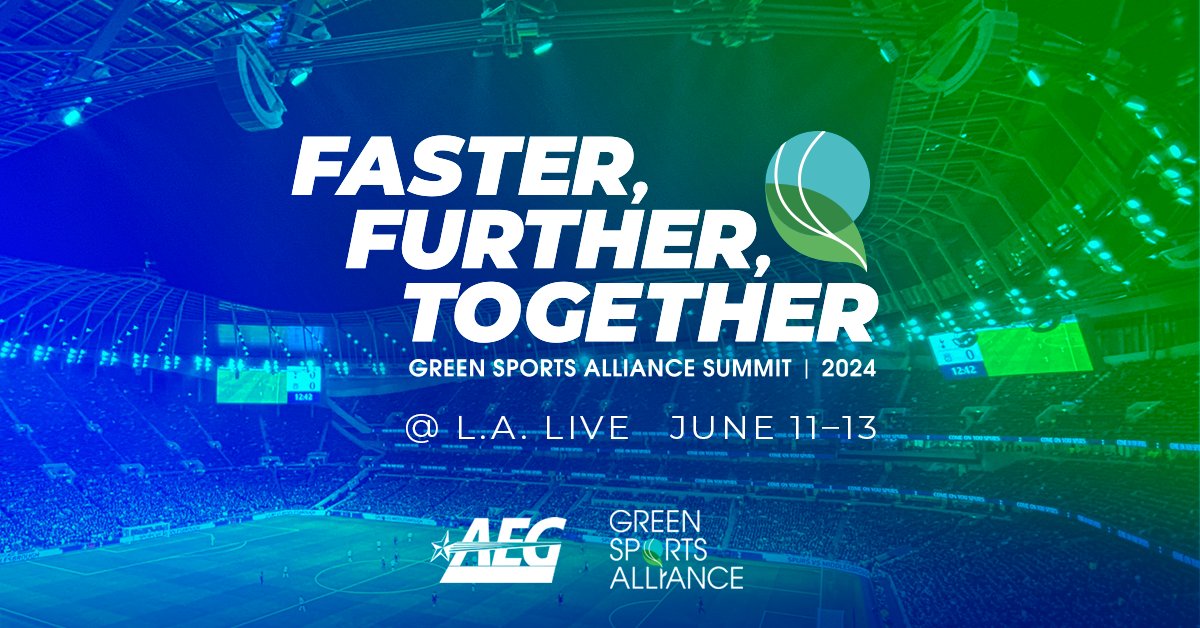 Join us at the 2024 Green Sports Alliance Summit in Los Angeles June 11-13, presented by @AEGworldwide! 🌍 Thank you to our friends at @CitizenGroup for bringing #FasterTogether to life.  #GreenSports #Sustainability

🔗 greensportsalliance.org/gsa-summit/202…