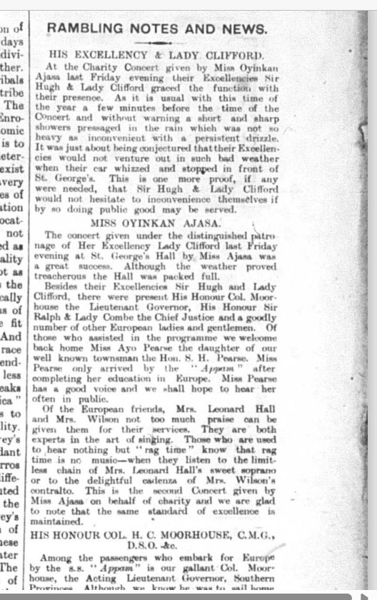 Oyinkan Abayomi Drive in Lagos is named after one of Nigeria's early women nationalists. She was the daughter of Barrister Kitoyi  and Lucretia Ajasa. Here are some news reports about her  activities in 1920.