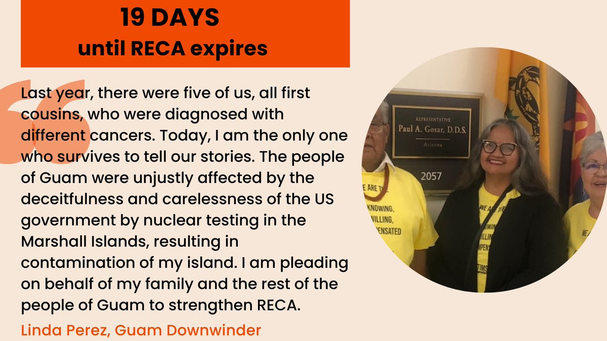 Congress must not let people who unknowingly sacrificed their health for this country, like Linda and her family, suffer alone. @SpeakerJohnson: bring legislation to strengthen and reauthorize the Radiation Exposure Compensation Act to the floor for a vote immediately. #SaveRECA