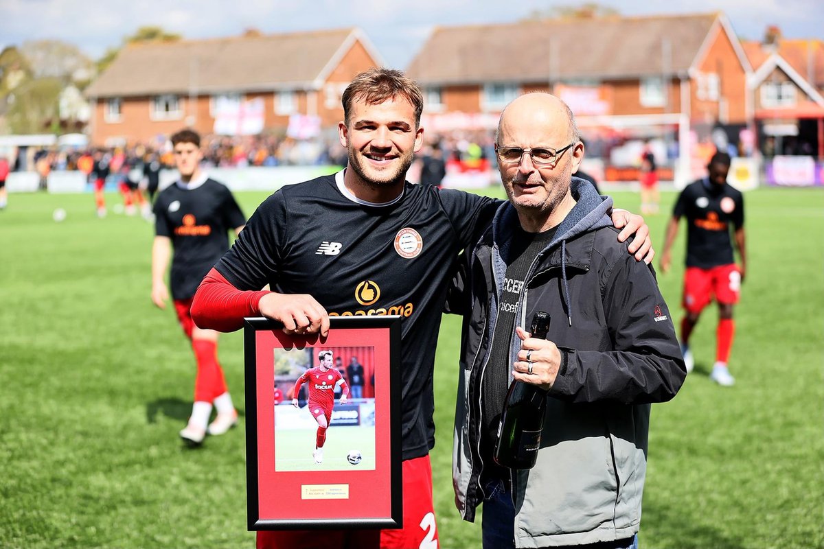 Congratulations to @ColbranJoel for 250 @WorthingFC appearances. Getting his milestone presented by our chairman Gary!