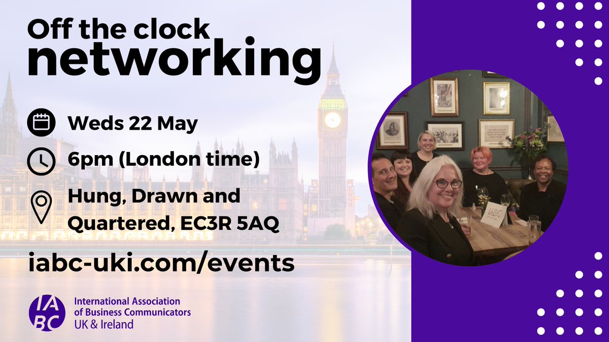 Our May off-the-clock networking event is in London on Weds 22nd May. Will we see you there? #IABC eventbrite.co.uk/e/off-the-cloc…