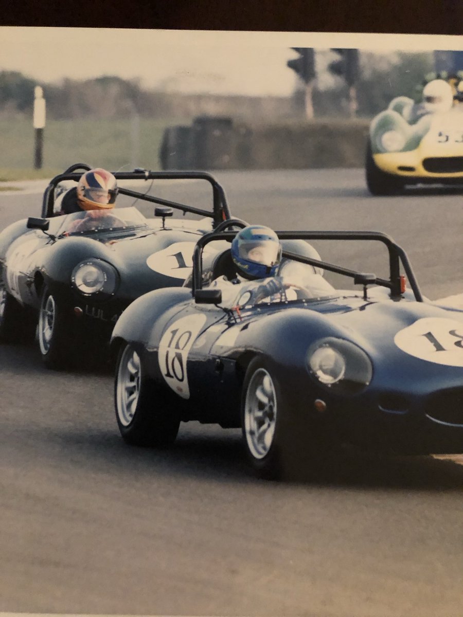 When Adrian Newey and I raced ⁦@Jaguar⁩ ⁦@SilverstoneUK⁩ ⁦@BRDCSilverstone⁩ we collided at one point but still we still finished 2nd and 3rd! I’m just ahead here!