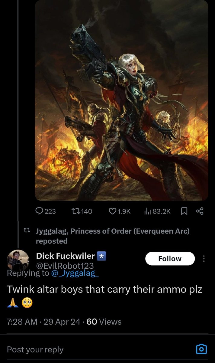 HeirofLech's tweet photo. The sexual fetishization of 40k is honestly so tiresome... https://t.co/bMBmGib3xB
