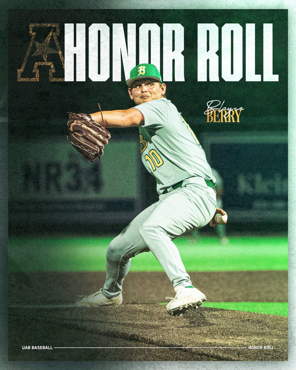 9 Ks, 6.0 IP, 0 BB, 2 R, and 1 BIG win!

Blayze Berry with another AAC Honor Roll, and he now has a 6-2 record💪

#WinAsOne