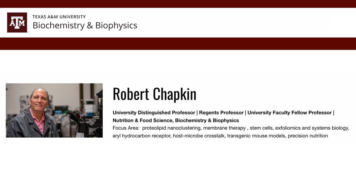 🌎WHERE ARE THEY NOW?
🎓Dr. Robb S. Chapkin, MSc in Nutrition @UofG_HHNS!
🥼Alumnus, Prof. Bruce Holub's Lab @UofG_HHNS!
            👇
🇺🇸Texas A&M University, chapkinlab.tamu.edu
💼University Distinguished Professor, Nutrition!

🐉#ForeverAGryphon ❤️🖤💛
🏛️#UofG #UofGCBS