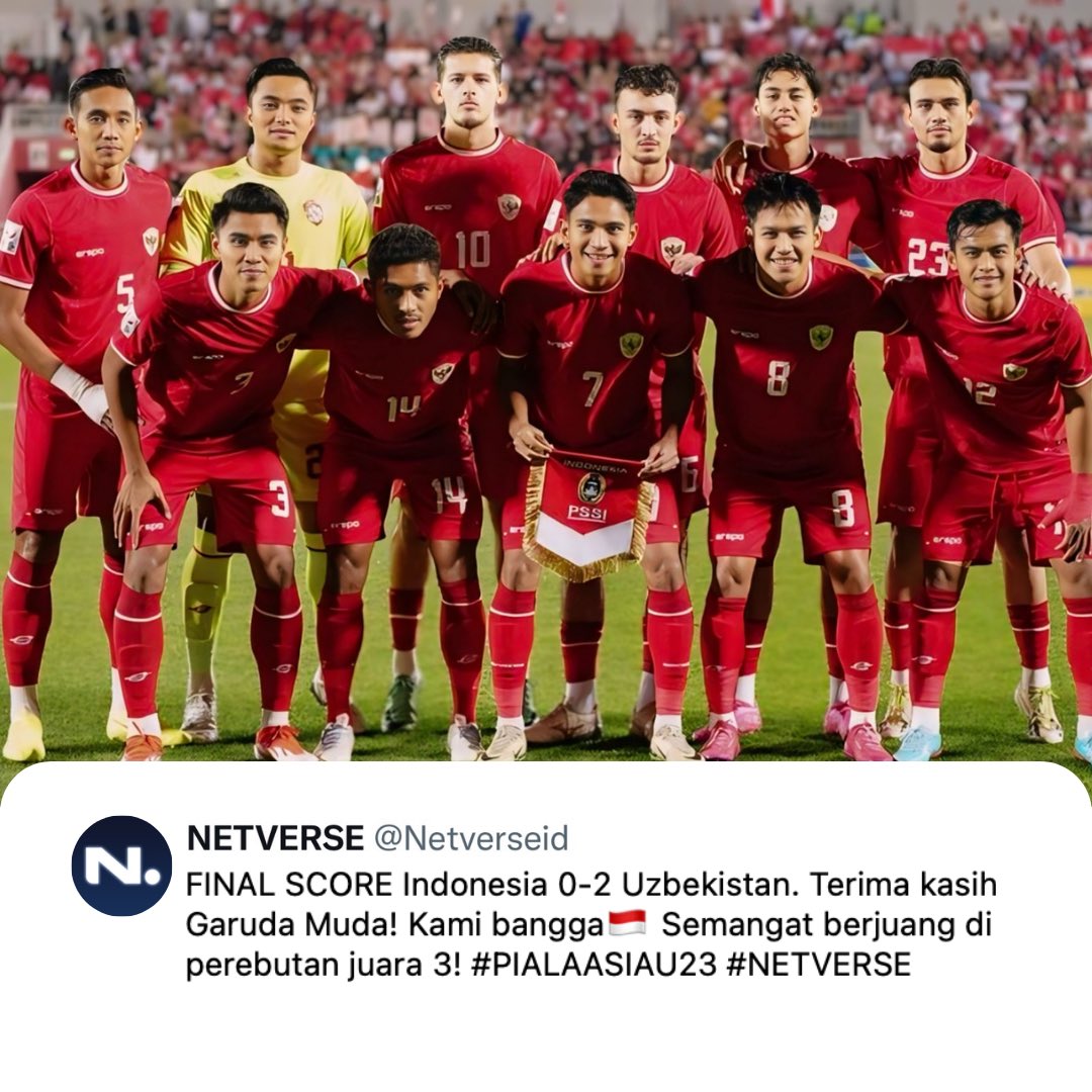 Gwenchana Indonesia! Terus berjuang ya! Kami bangga 🇮🇩 #PIALAASIAU23 #NETVERSE