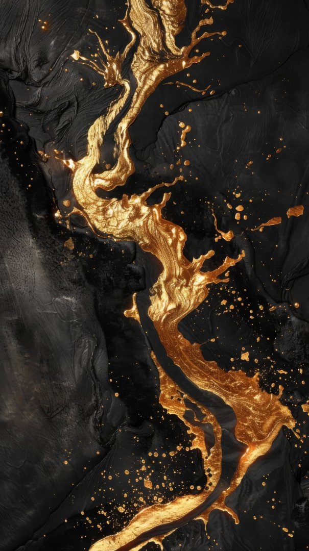 Check out this mesmerizing AI-generated artwork! 🎨 The molten gold veins against the velvet noir background create a stunning visual contrast, perfect for spaces that exude luxury and energy. #AIart #digitalart #luxurydesign 💫🖤✨