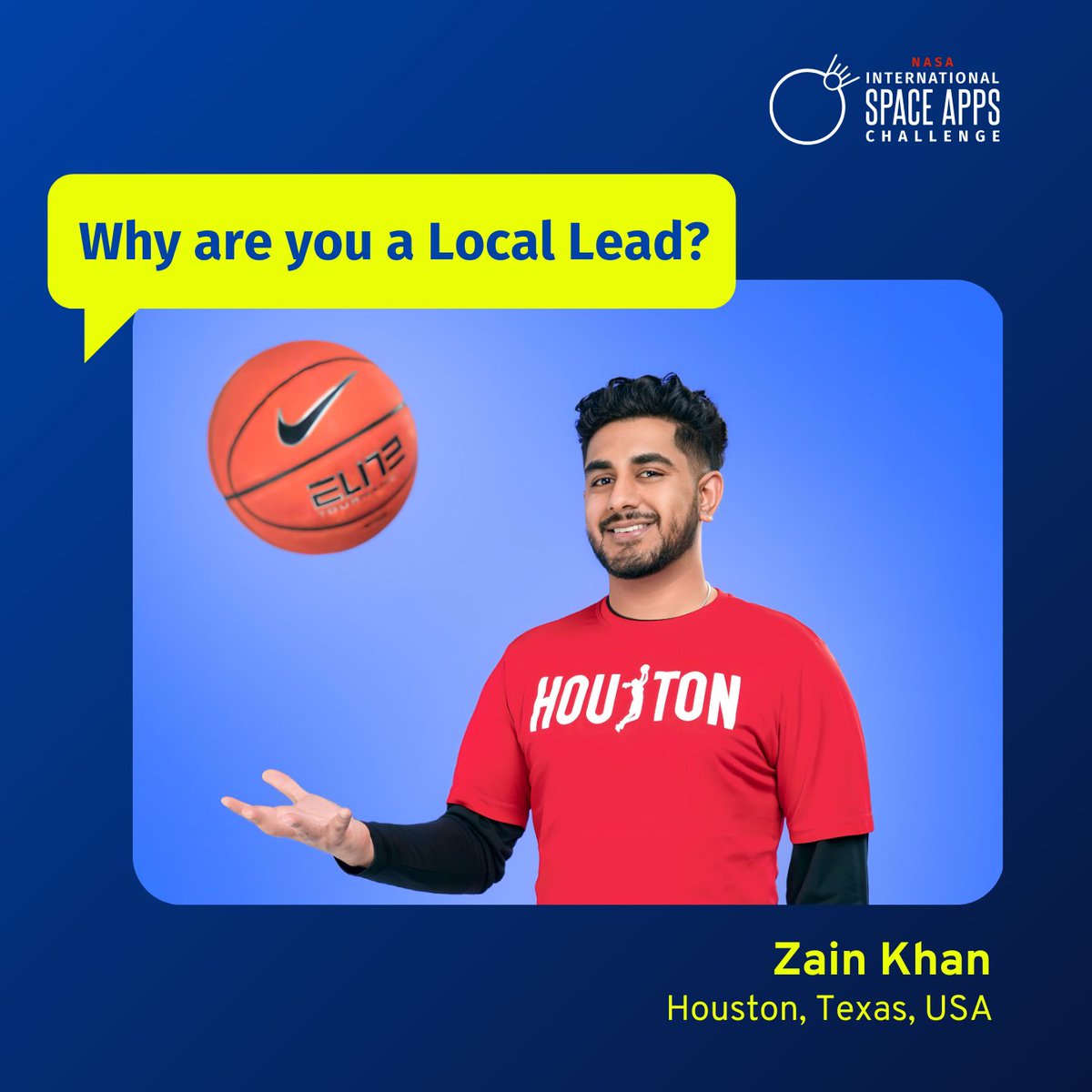 SpaceApps's tweet photo. Meet Zain Khan, a marketer & community builder from Houston, Texas! As a two time #LocalLead, heβs fueled by his interest in science & his desire to inspire others.π
Join Zain by becoming a #SpaceApps Local Lead today! All applications are welcome: https://t.co/InvBflOJD6 https://t.co/KYjIWaQ4RI
