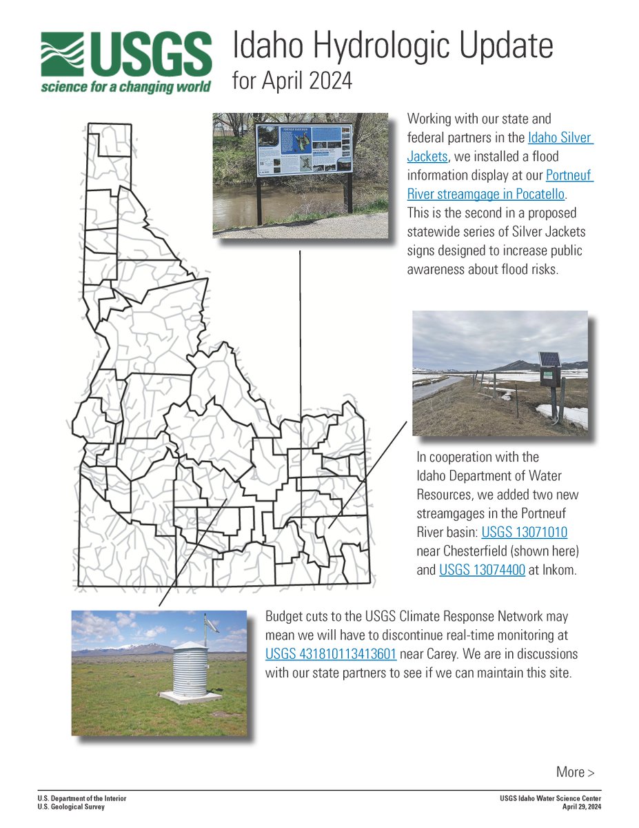 Our April newsletter: ow.ly/zybU50Rr8Oh. #USGS #Idaho #water