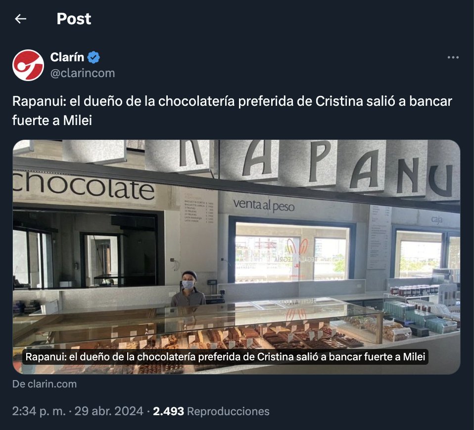 Muero por ver cuántos chocolatitos va a vender con el modelo económico de Javier Milei. clarin.com/economia/rapan…