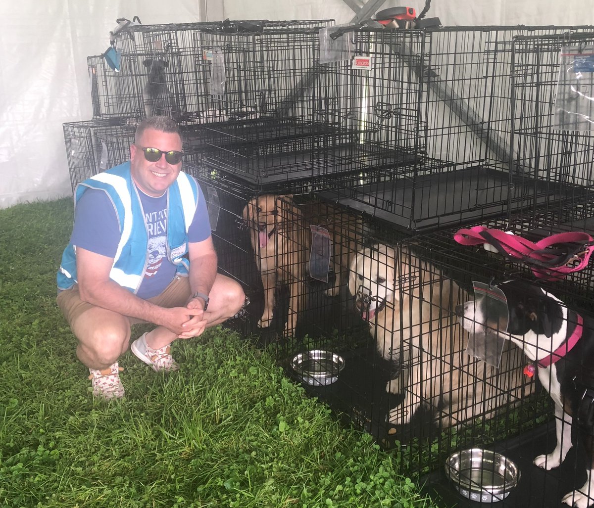 We had a great time volunteering last week with the Lexington Humane Society during the Three-Day Event at the Kentucky Horse Park–dog walking, doggie day care, and merchandise tent. The only thing better is that Goose (in the green bandana) found his fur-ever home! #serveothers