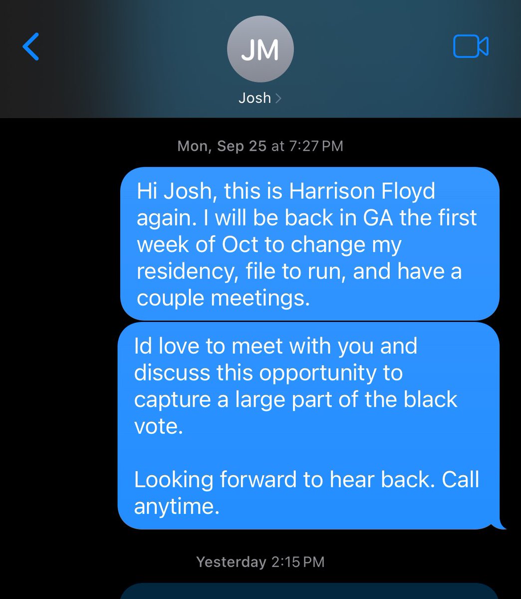 One would think. But I still havent heard from @JoshMcKoon and its not the first time. 7 months ago I offered to help with black outreach. I even hosted a virtual round table with black leaders across the country for GA GOP leadership. Josh didn’t show up at the last minute…