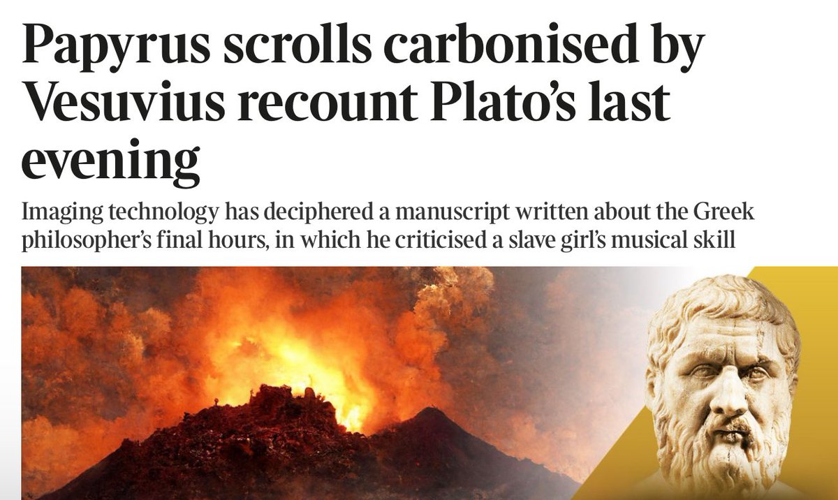 Plato’s last hours revealed from lumps of carbonised scrolls buried in Herculaneum by new technology bit.ly/3WjgTcG