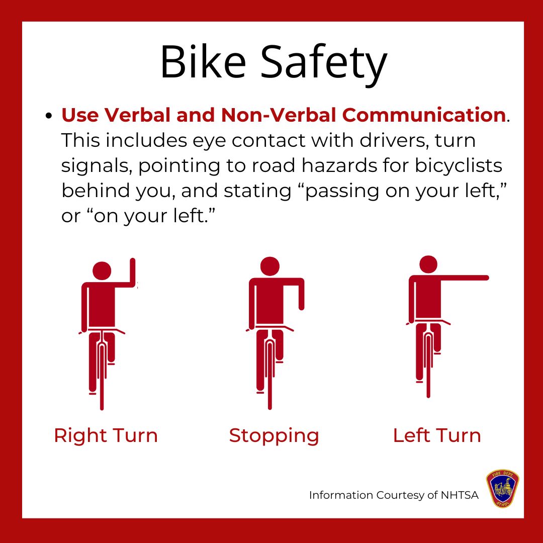 If you are enjoying the warm weather by taking a bike ride, please remember these bike safety tips.⁠
⁠
#Atholfire #NFPA #Bikesafety