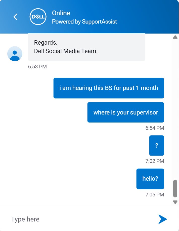 @DellUK @DellCares @DellCaresPRO This is the response I am getting on this @DellCares  please just provide me @DellUK customer representative person. I am still being ignored and after 1 month my problem is still not resolved.
I am requesting technician visit but you guys are not doing that too.