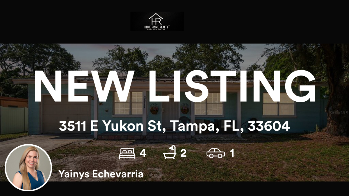 🛌 4 🛀 2 🚘 1
📍 3511 E Yukon St, Tampa, FL, 33604

My latest listing on RateMyAgent.
 BK3481249
rma.reviews/H4s4VHp8t0qv

...
#ratemyagent #realestate #HOME_PRIME_REALTY_LLC