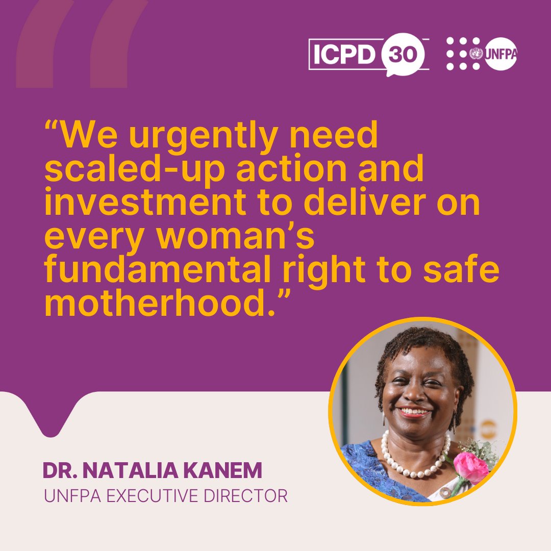 🤰🏽 Efforts to ensure access to quality #MaternalHealth care must be upheld globally!

During #CPD57, @Atayeshe calls for scaled-up action and investments to ensure the right to #SafeBirth.

#OurCommonFuture #ICPD30