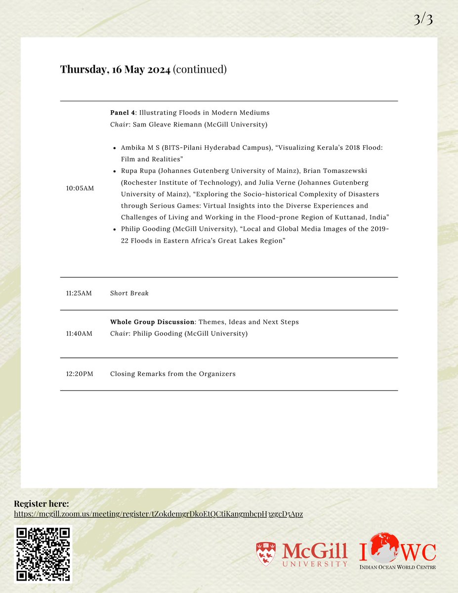 The IOWC is hosting an online conference from 15-16 May via Zoom, entitled "Visual Portrayals of Environmental Crises in the Indian Ocean World, Past to Present."

More information can be found here including how to register:
indianoceanworldcentre.com/2024-visual-po…