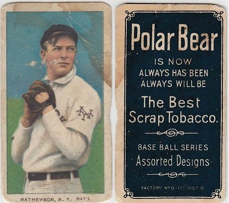 Have you ever inverted a T206 image in paint? If not, you should! Here is my #T206 Christy Mathewson inverted and then normal. It is hard to find a better card back than a Polar Bear but that white variation is quite intriguing. 😅 #polarbear #t206 #christymathewson #vintage