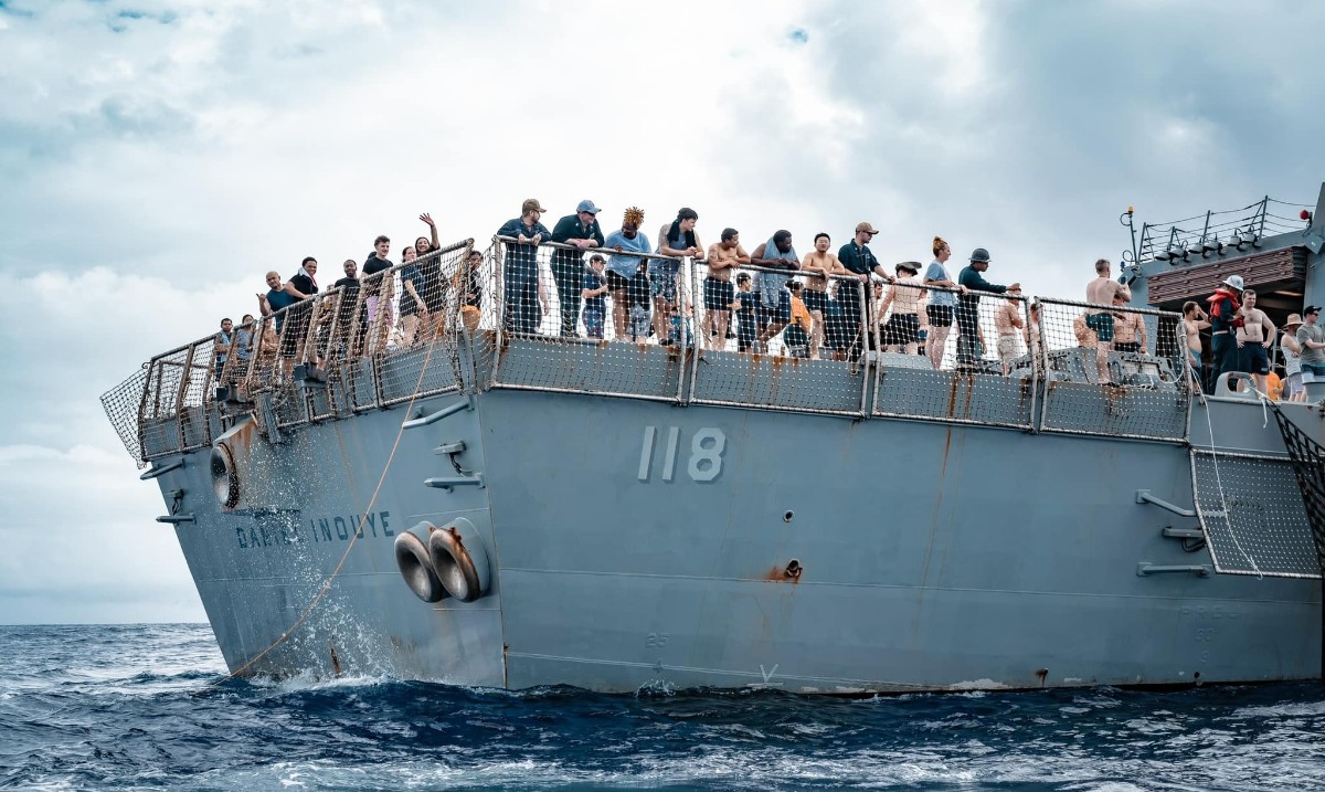 #swimcall aboard the USS Daniel Inouye (DDG 118)! #aroundtheglobe #homeportship 📷's courtesy facebook.com/DDG118