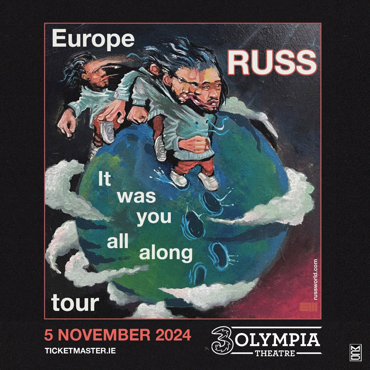 ⚡️ Multi-platinum artist @russdiemon brings his “it was you all along' tour coming to Dublin’s @3OlympiaTheatre on 5th November 2024 🎟️ Tickets on sale Friday 3rd May