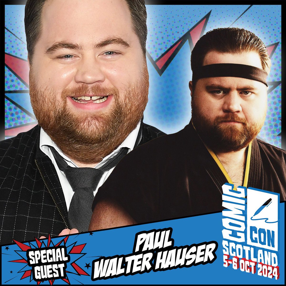 Comic Con Scotland welcomes Paul Walter Hauser, known for projects such as Cobra Kai, The Afterparty, Cruella and many more. Appearing 5-6 October! Tickets: comicconventionscotland.co.uk