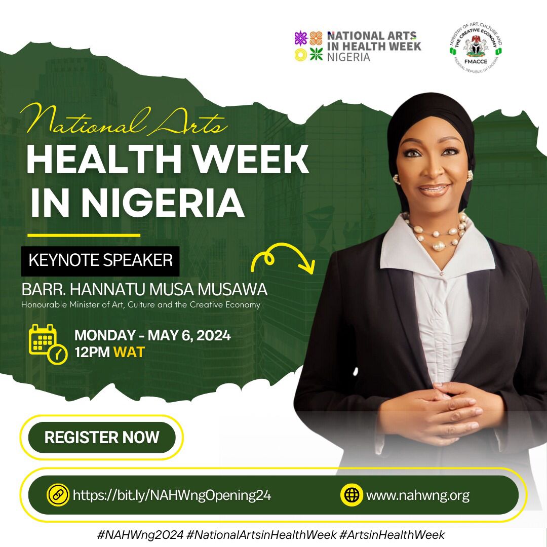 The National Arts in Health Week was established in 2021 in Lagos, Nigeria. The aim of the project is to foster community wellbeing through intergenerational, intercultural, and interdisciplinary collaborations that promote the integration of arts and health in Nigeria. This