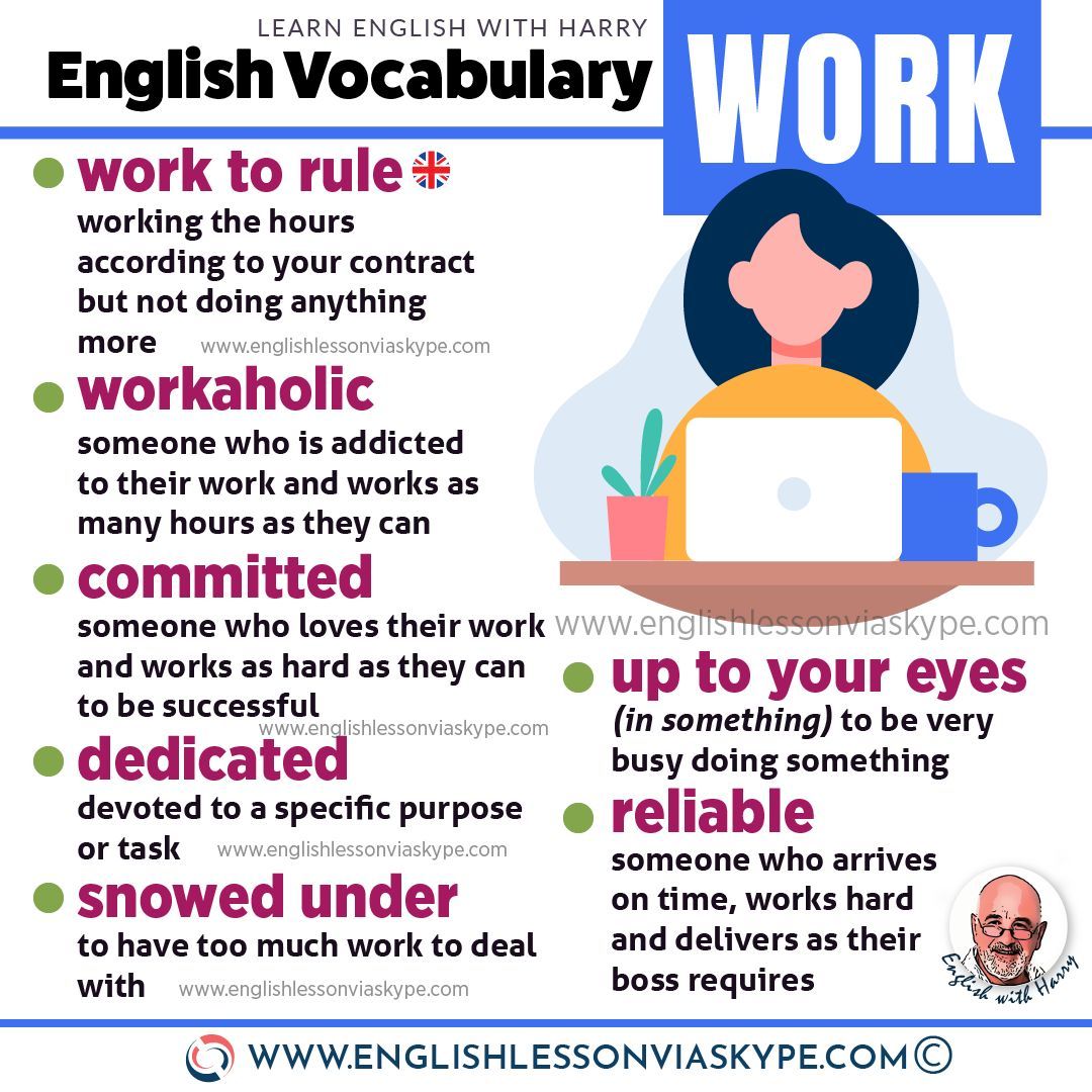 VOCABULARY: English words and expressions related to work. Click the link to learn more ➡️ bit.ly/32MJrlc 

#LearnEnglish #ingles #inglesonline #IELTS #vocabulary @englishvskype