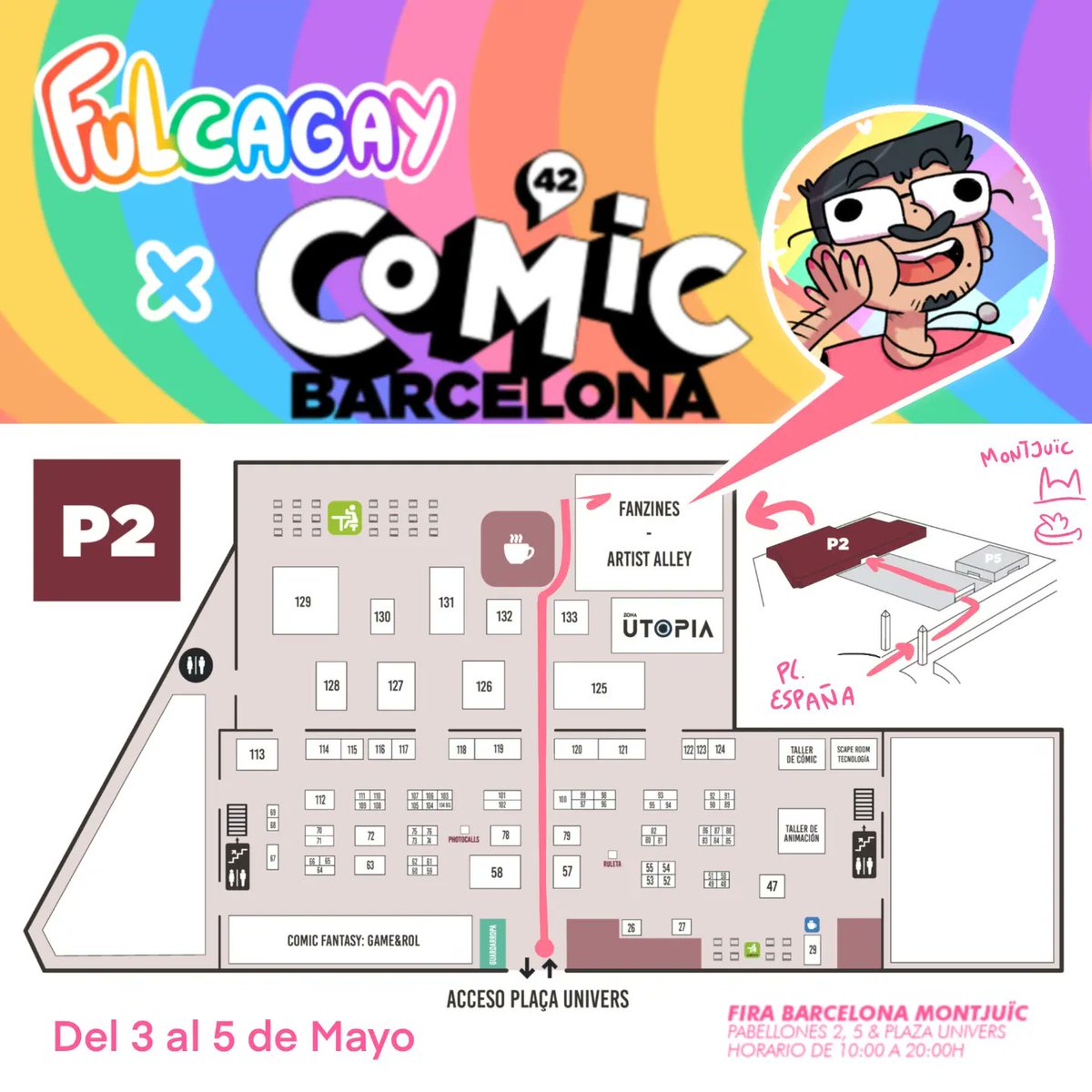 Queréis arcoíris? Queréis activismo LGBTQIA? Queréis educación y fanzines queer? Pues estáis de suerte porque estaré por primera vez vendiendo en el @COMIC_bcn llevando arcoíris y fabulosidad por la fira de Barcelona! 🌈✨