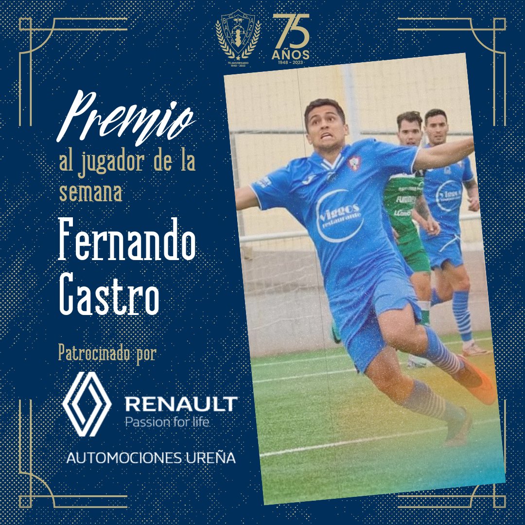 👊 Don Fernando Castro Parera.

🥇 El premio de 𝐀𝐮𝐭𝐨𝐦𝐨𝐜𝐢𝐨𝐧𝐞𝐬 𝐔𝐫𝐞𝐧̃𝐚 al jugador de la semana va para Fernando Castro. 

🦈 #VamosBala