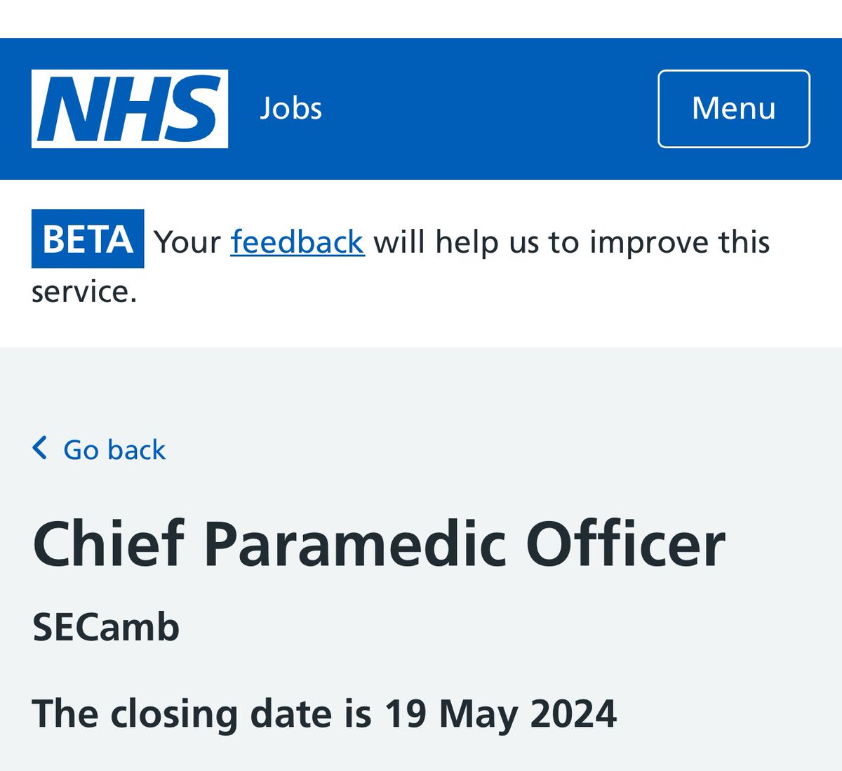 🚨#Paramedic board leadership opportunity 🆕Chief Paramedic Officer @SECAmbulance 💷Salary VSM 📄F/T, permanent ⏰ 19.05.2024 👀👉 jobs.nhs.uk/candidate/joba… @WeAHPs @ParamedicsUK @AACE_org