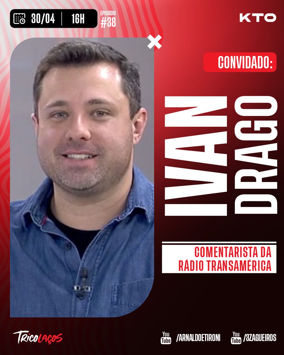 Nessa terça, o Tricolaços recebe @ifdrago, comentarista da rádio Transamérica e Band Sports. 

Quer conferir? Então anote na sua agenda, é amanhã as 16h00, nos canais <a href="/3_zagueiros/">Canal 3 Zagueiros</a> e <a href="/ArnaldoJRibeiro/">Arnaldo Ribeiro</a> e <a href="/etironi/">Eduardo Tironi</a>.