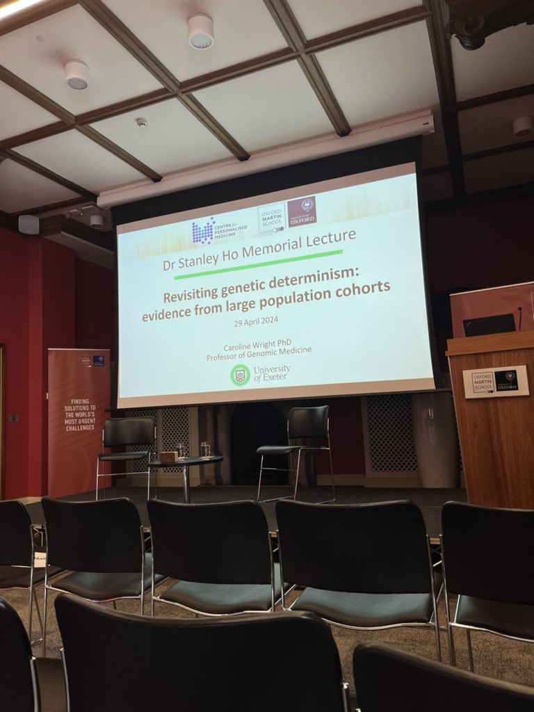 Looking forward to “Revisiting #genetic determinism:evidence from large #population cohorts” from Professor Caroline Wright from the University of Exeter! #genes