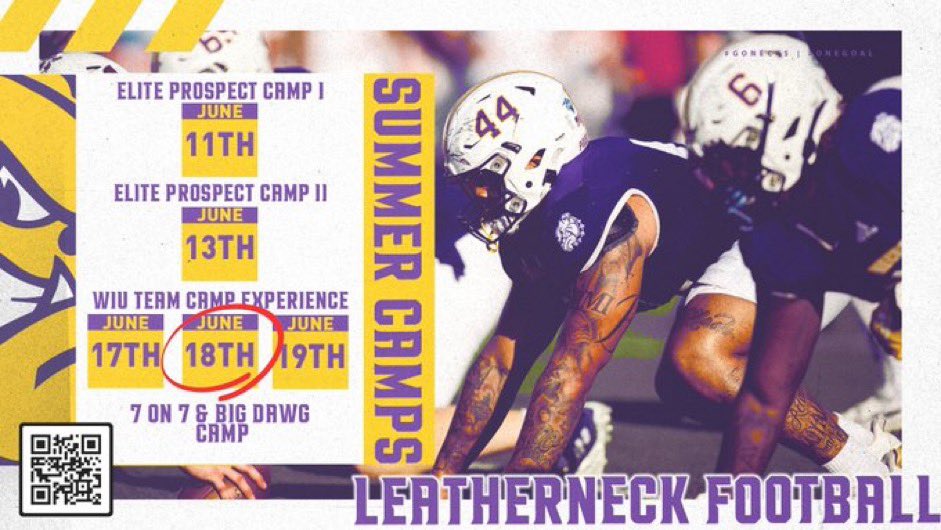 Looking for some #ECI guys. ⏲️Time is ticking. 📷Sign up now. We can’t wait to see you @WIUfootball this summer! leatherneckfootballcamps.com #GoNecks