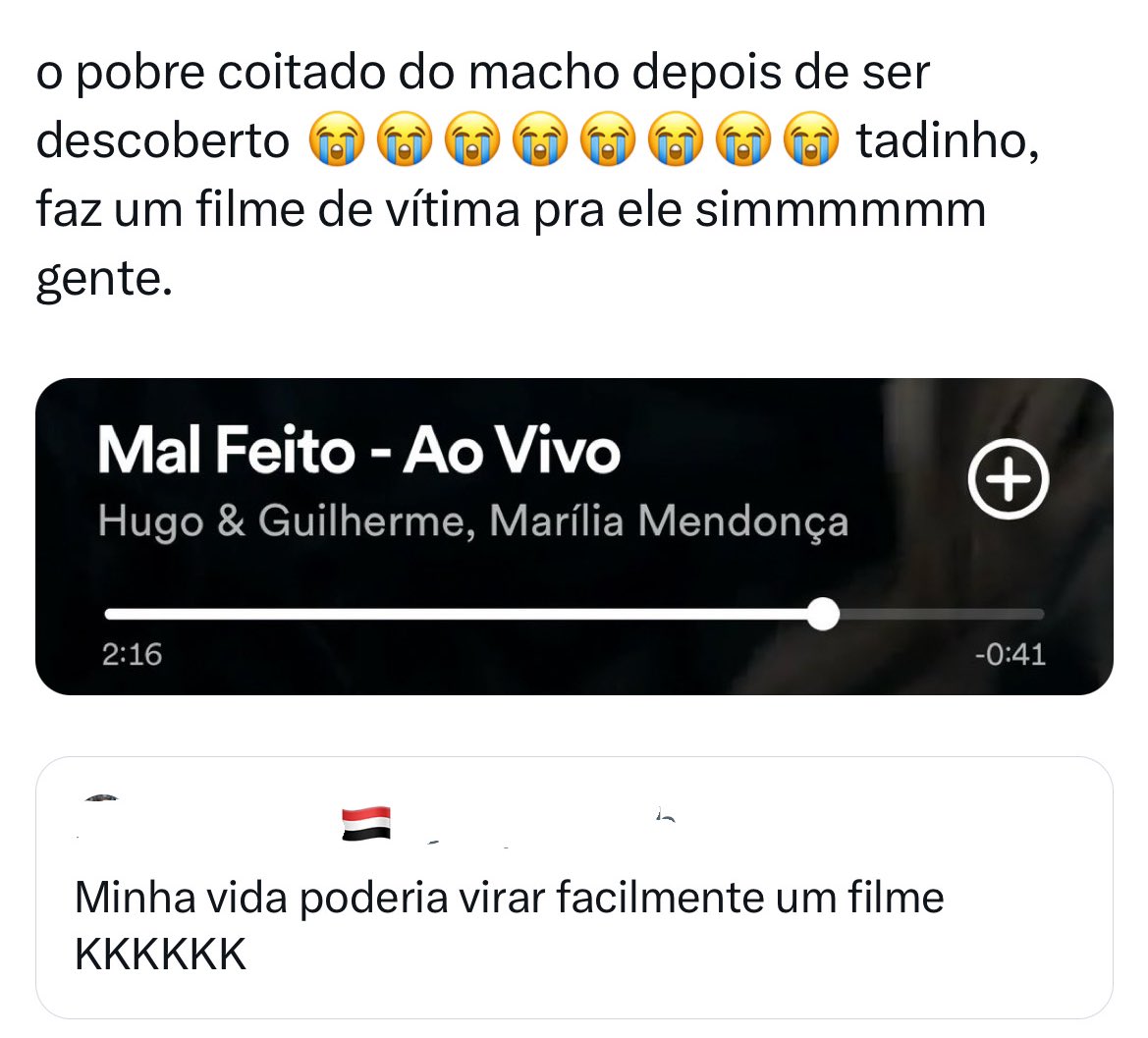 Quando ele lançar o filme pode parar spfctt todinha pra ver os créditos. Vai passar as ameaças de agressão q ele fazia 👍🏽