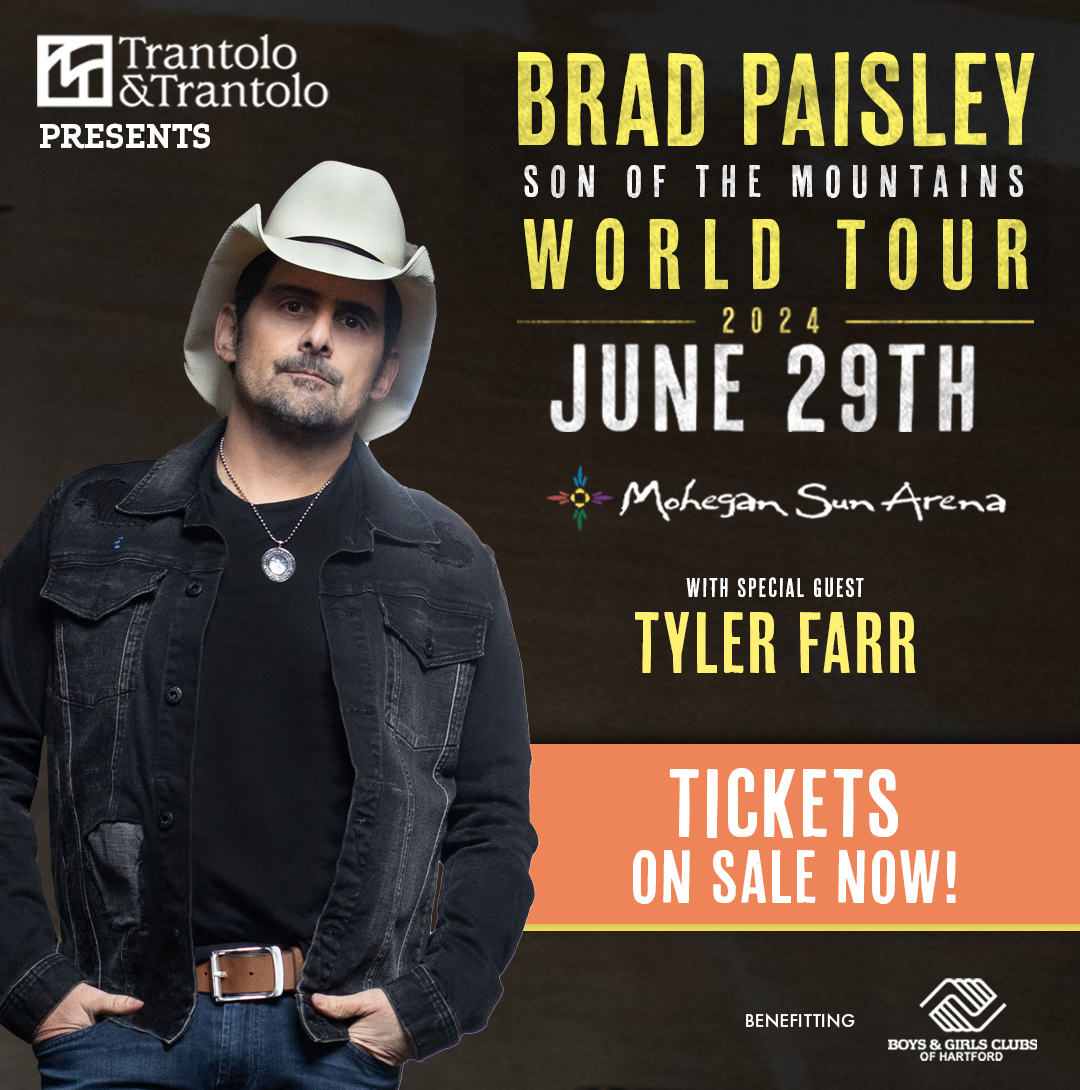 🎵 'Let's get a little mud on the tires...' 🎵 Brad Paisley is coming to Mohegan Sun Arena with Special Guest Tyler Farr on June 29th! Buy tickets now to support the Boys & Girls Clubs of Hartford 🎟️bit.ly/3TBPArp

#bradpaisley #tylerfarr #mohegansun #trantoloandtrantolo