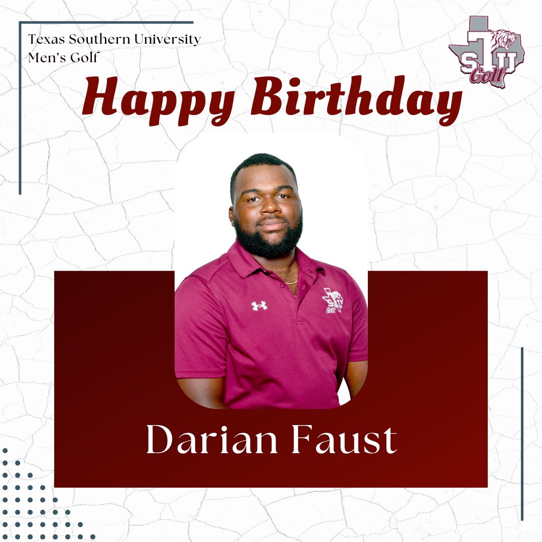 Please join us in wishing our sophomore, Darian Faust Happy Birthday🎂🎉 
#HappyBirthday #GoTigers #BeLegendary #TSUProud #T×SOGolf #TigerVision #PlayYourBest