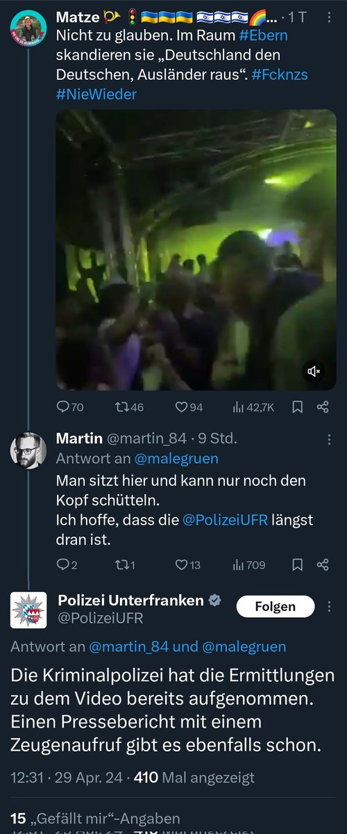 'Hallo Polizei? In diesem Video singen Leute.'

'...'

'Ja, mit Blaulicht bitte!'