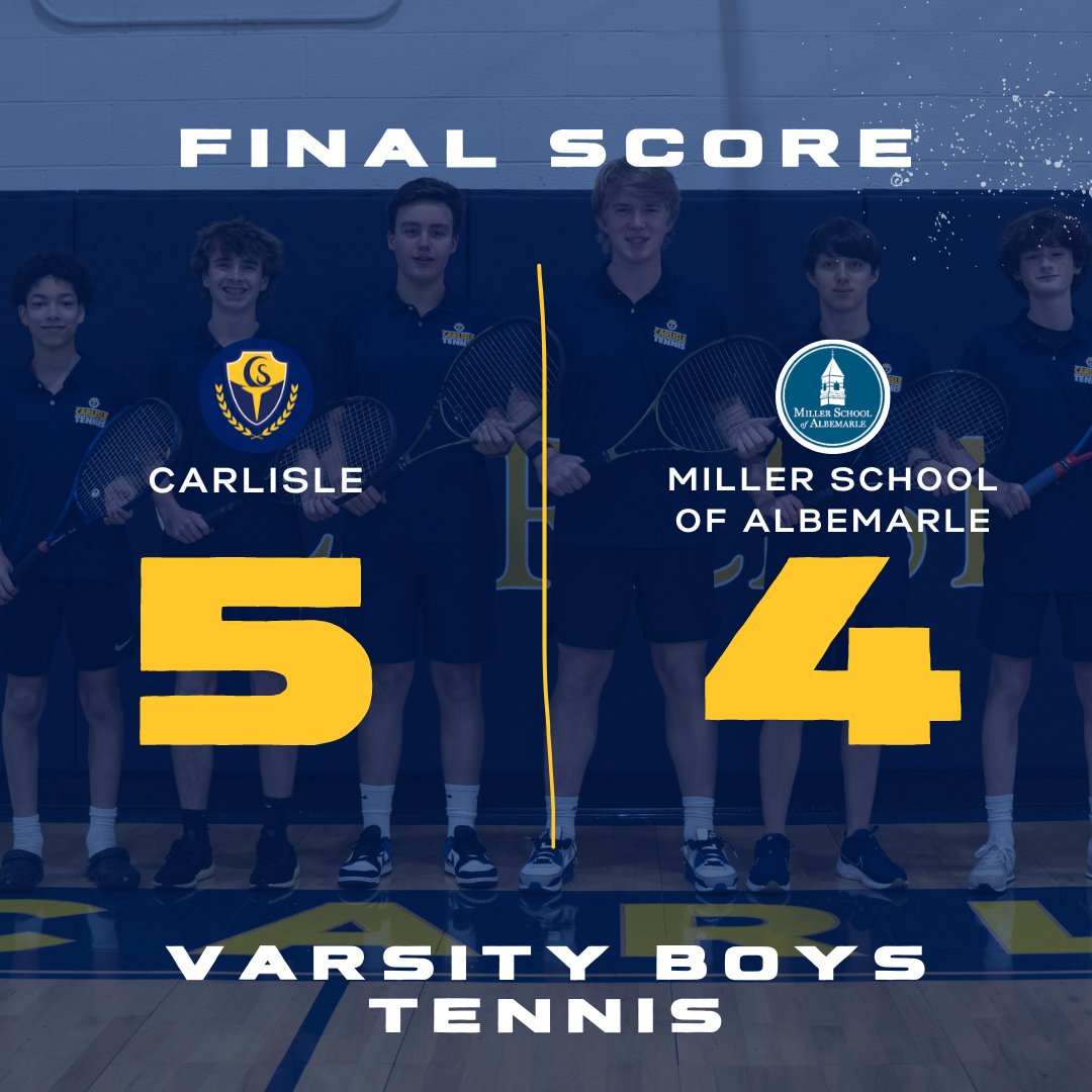 💛🎾💙 On Friday, the Varsity Boys Tennis team won a close match against Miller School of Albemarle!

#gochiefs #carlisleschool