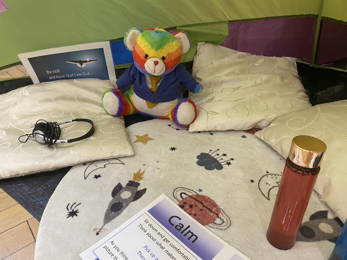 🙏 Someone is enjoying a sneaky time in the calm tent before everyone else has their time tomorrow and Wednesday! We are very excited to welcome ‘The Prayer Space’ to school. 🙏 @LIFEZoeBear